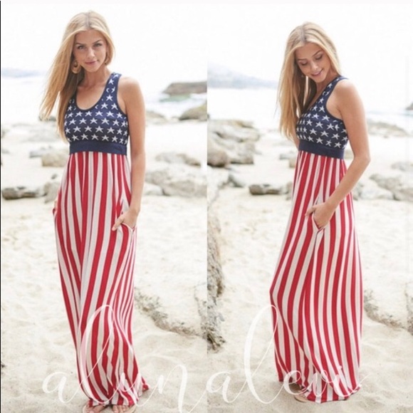 <SALE! NEW Patriotic Maxi Dress - Picture 3 of 15
